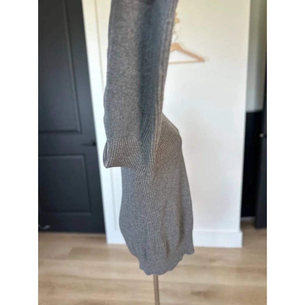 Banana Republic Men's M Gray Wool Blend Ribbed Elbow Patch Crewneck Sweater